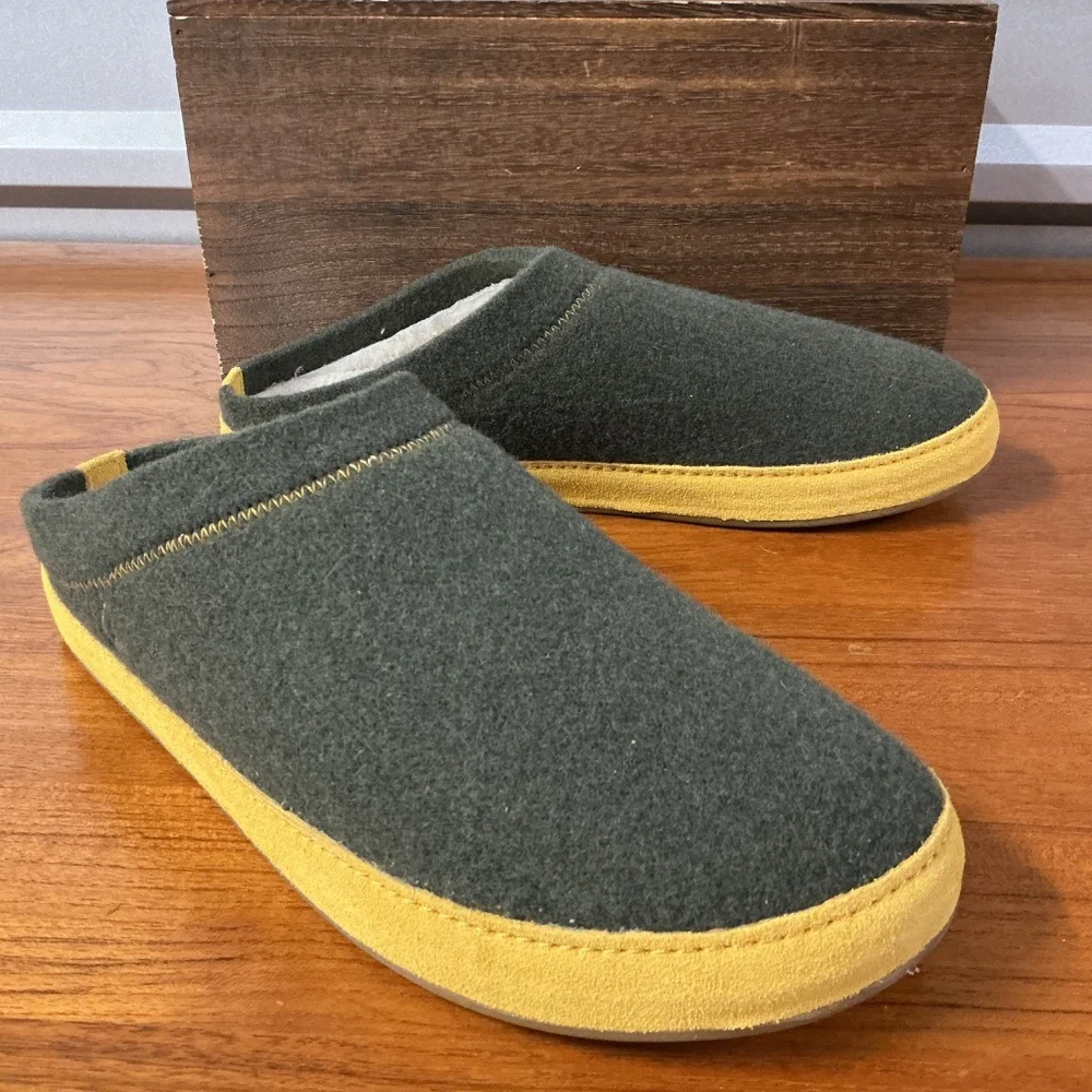 Olukai Men Hamani Hulu Shearling Wool Lined Comfort Mule Slipper Size 12